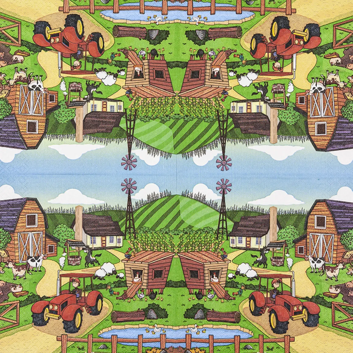 Home Fashion Papierservietten Kinder, Bauernhof, 33x33cm