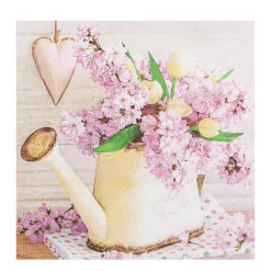 Home Fashion Papierservietten Blumen, Frühlingsblumen in der Gießkanne, 33x33cm
