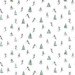 Home Fashion Papierservietten Skifahren, Skifahrer und Tannenbäume, 33x33cm