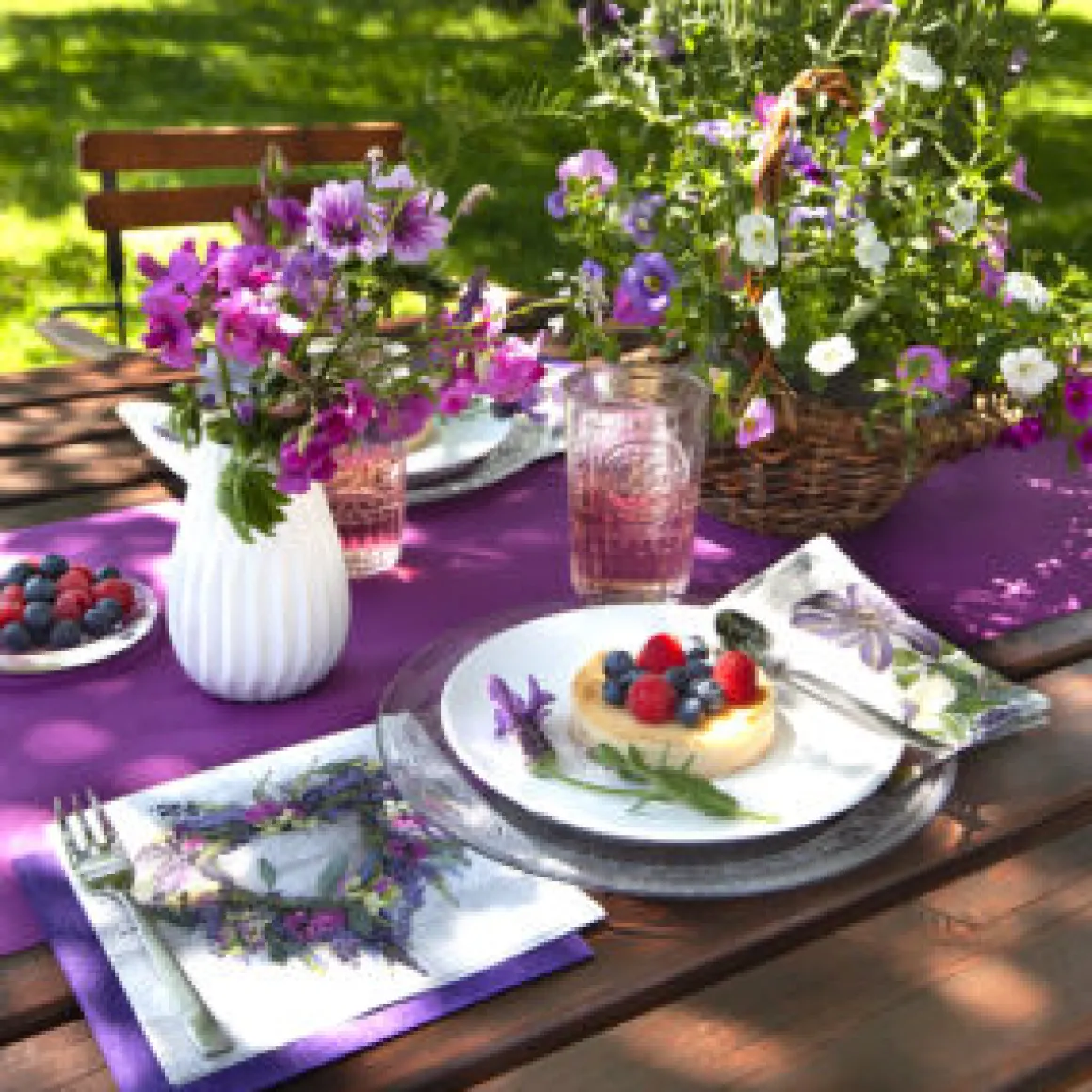 Home Fashion Papierservietten Herz aus Blumen, Lovely Wreath, 33x33cm