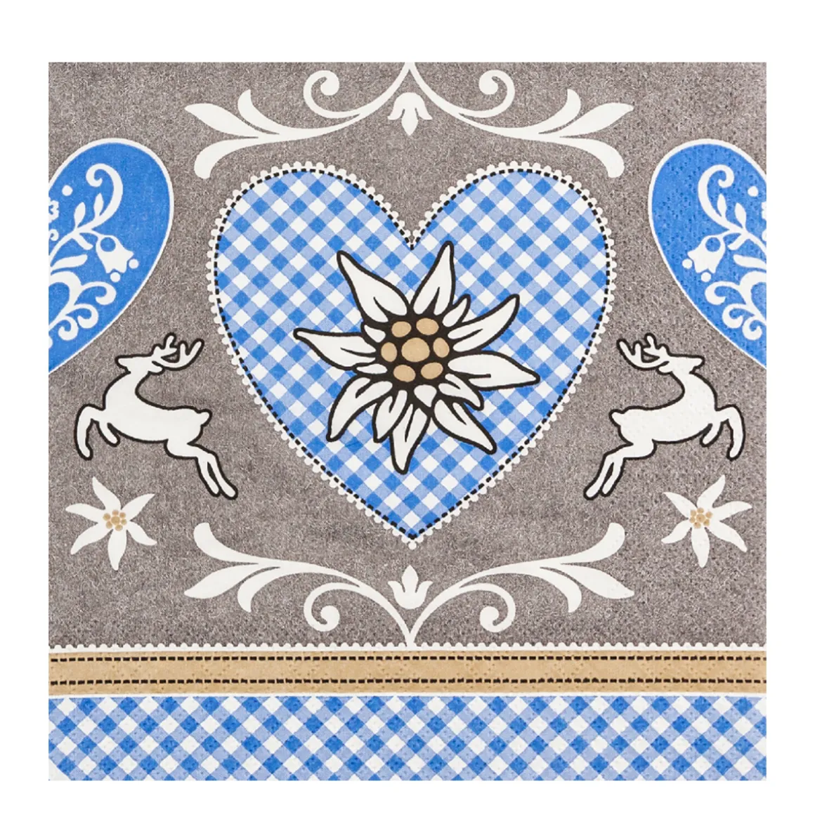 Home Fashion Papierservietten Landhaus, Hirsch und Edelweiß, Warm Welcome, 33x33cm