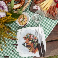 Home Fashion Papierservietten Heimat, Alpenkuh mit Blumenkranz Muh!, 33x33cm