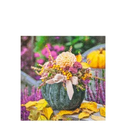Home Fashion Papierservietten Kürbis und Blumen, Pumkin Arrangement, 25x25cm