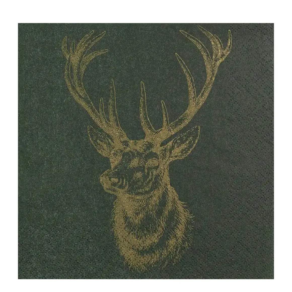Home Fashion Papierservietten goldener Hirsch, grün, 33x33cm
