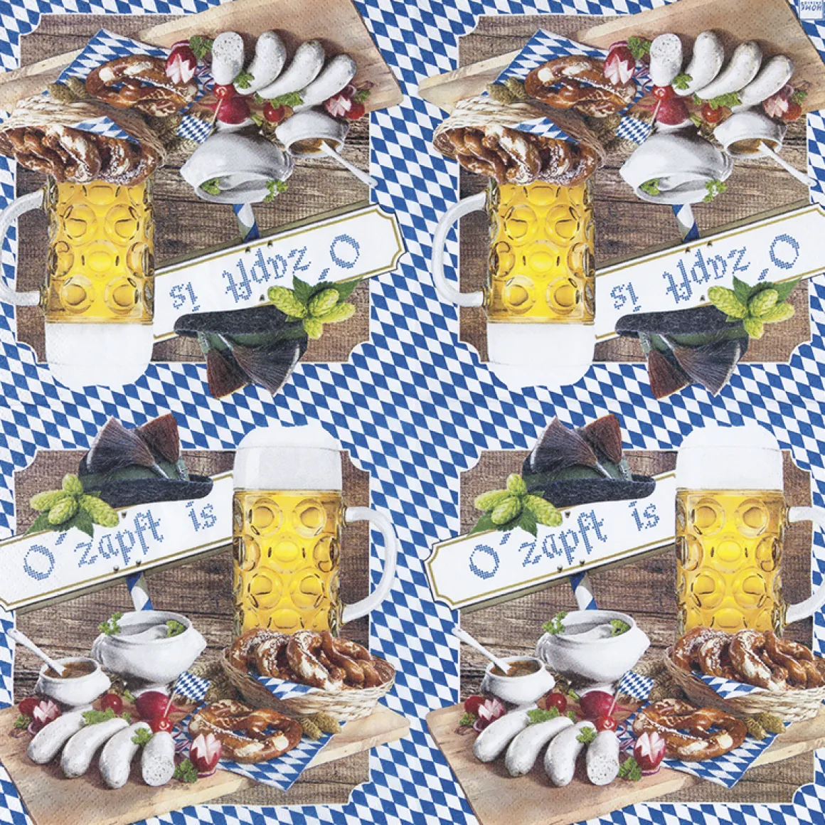 Home Fashion Papierservietten O' zapft is, Weißwurst Frühstück, 33x33cm