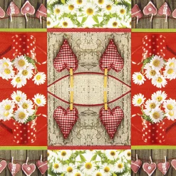 Home Fashion Papierservietten Landhaus, Herzen und Gänseblümchen, 33x33cm