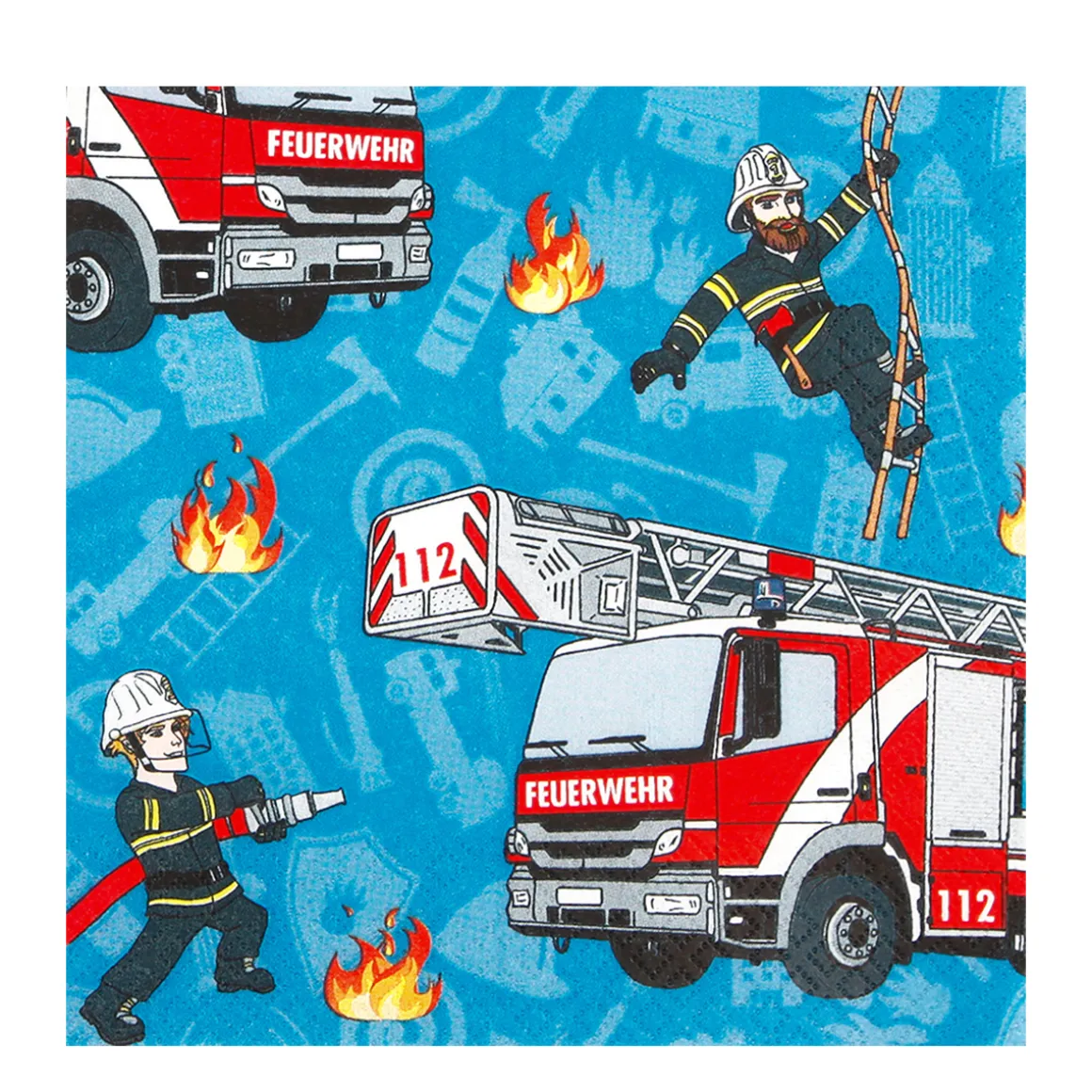 Home Fashion Papierservietten Kinder Feuerwehr, 33x33cm