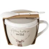 Jumbobecher Hirsch, Porzellanbecher mit Henkel, Deckel und Löffel, Alles halb so wild, Boltze Home Collections