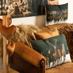 Kanevas Kissen Hirsche, Hirschherde im Winter, 40x60cm, Mars & More