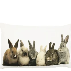 Kanevas Kissen Kaninchen, 6 Häschen grau-beige, 35x50cm, Mars & More