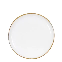 Keramik Kuchenteller, Tabo, handgefertigt, weiß, Rand braun, Ø20,5cm, Mica Decorations