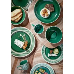 Keramik Schüssel Elice, Dessertschüssel mit Relief, grün-beige, Ø14cm, Mica Decorations