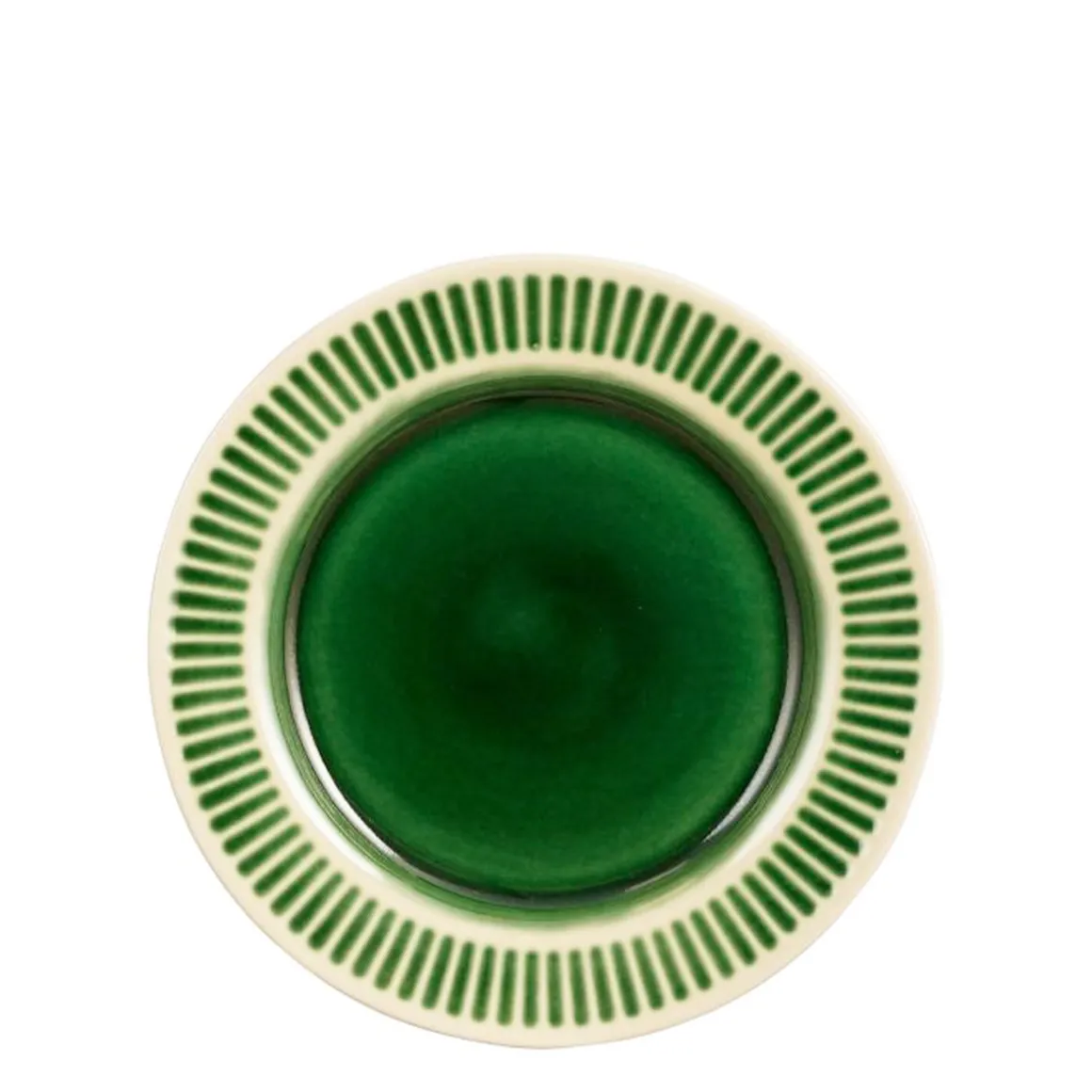 Keramik Teller Elice, Frühstücksteller mit Relief, grün-beige, Ø21,5cm, Mica Decorations