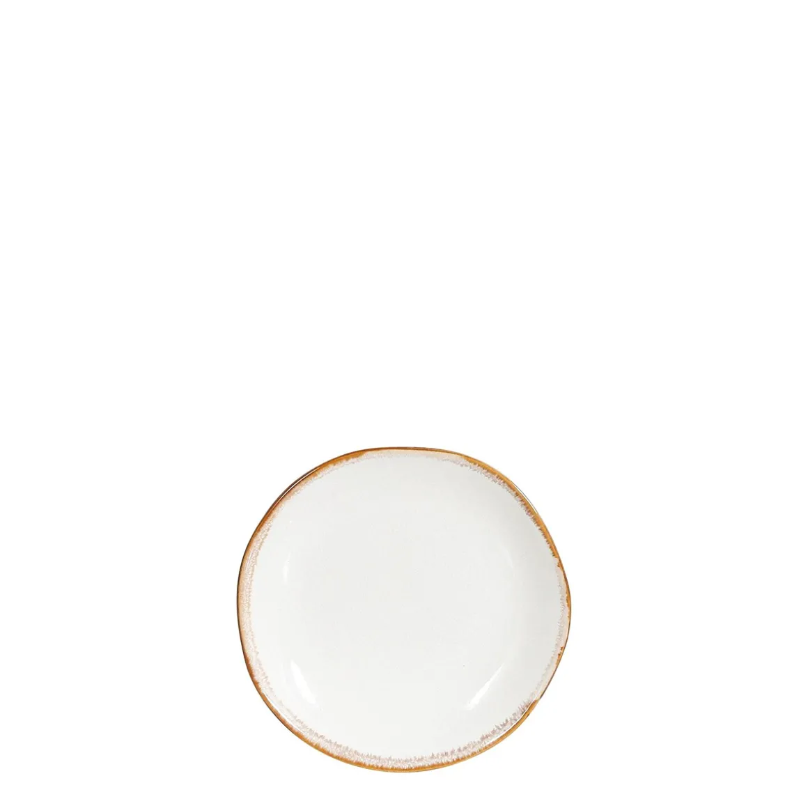 Keramik Unterteller, Tabo, handgefertigt, weiß, Rand braun, Ø14cm, Mica Decorations