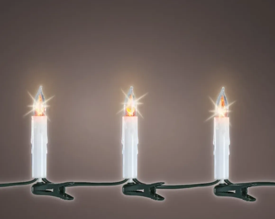 Kerzenbeleuchtung Strang, Flamme, 15 LED, 560cm, Lumineo