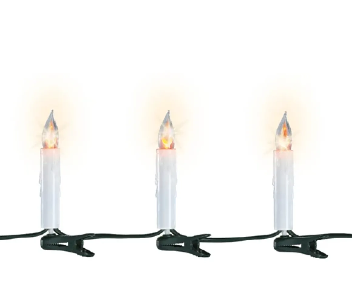 Kerzenbeleuchtung Strang, Flamme, 15 LED, 560cm, Lumineo