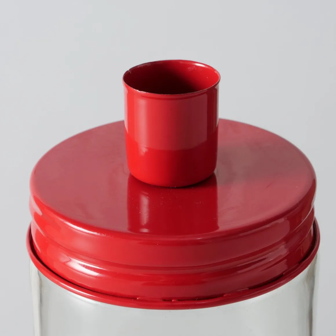 Kerzenglas Weihnachtsmann, Kerzenhalter rot, mit Schlitten und Geschenke, Boltze Home Collections