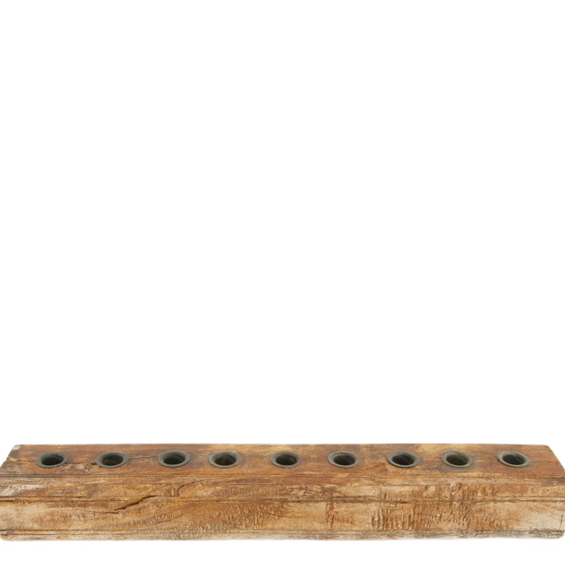 Kerzenhalter Holz Antik, Holzbalken, Holzleiste für 9 Stabkerzen, 58cm