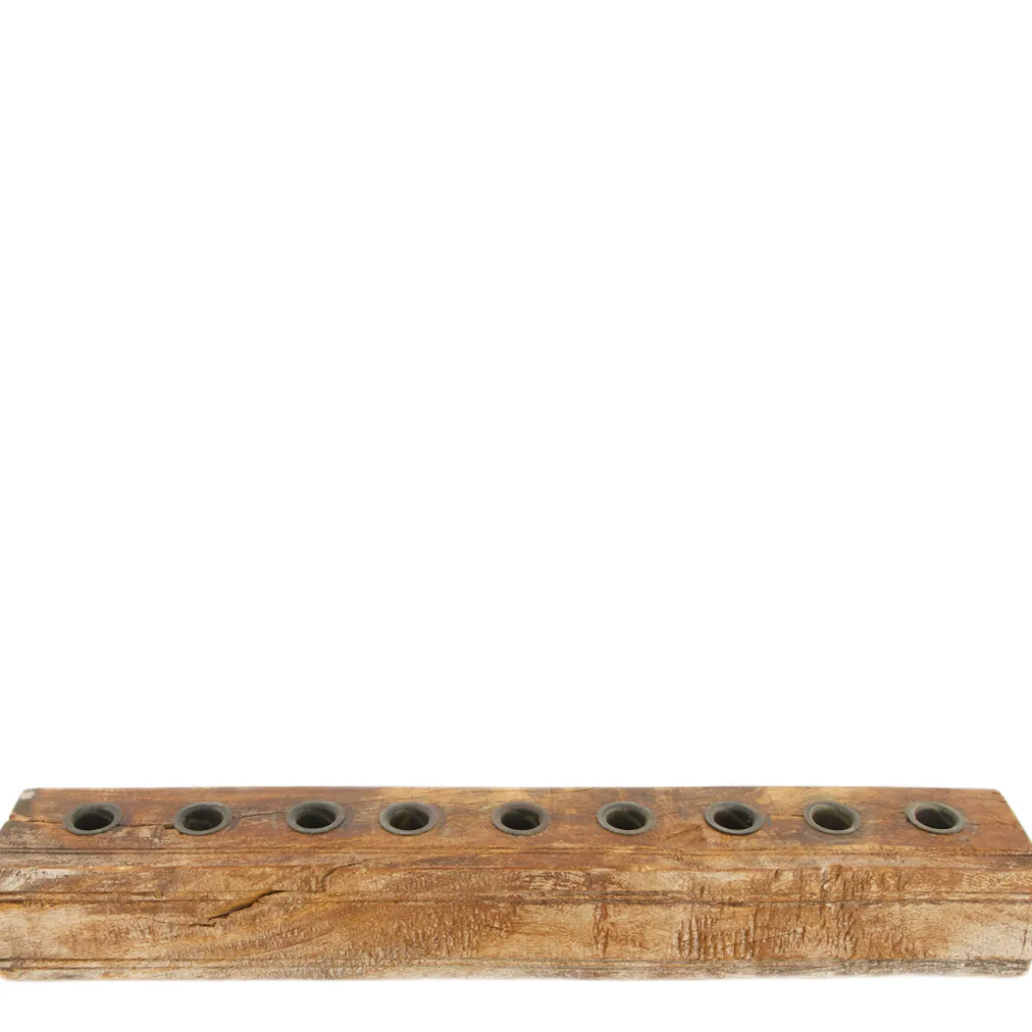 Kerzenhalter Holz Antik, Holzbalken, Holzleiste für 9 Stabkerzen, 58cm