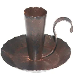 Kerzenhalter Nostalgie, Eisen Kammerleuchte mit Henkel und Schale