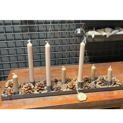 Kerzenhalter Rose mit Schale, längliche Kerzenschale für 7 Stabkerzen,  60cm, WMG Grünberger