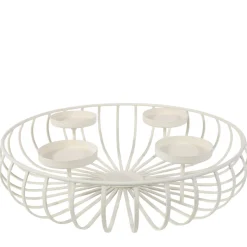 Kerzenhalter Schale, Draht-Advents-Kerzenschale, creme, Ø36cm