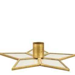 Kerzenhalter Stern gold, Metallstern mit Glas, used look,  Ø15cm