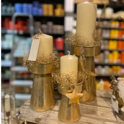 Kerzenhalter Weihnachten Antik, Metallkerzenhalter antik gold used look, 23cm