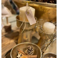 Kerzenhalter Weihnachten Antik, Metallkerzenhalter antik gold used look, 14cm