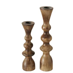 Kerzenständer Caconda, Kerzenständer aus Holz, gedreht, 23cm, Mangoholz, Boltze Home Collections
