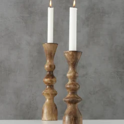 Kerzenständer Caconda, Kerzenständer aus Holz, gedreht, 23cm, Mangoholz, Boltze Home Collections