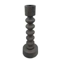 Kerzenständer Antique schwarz, gedreht, 28cm, Holz