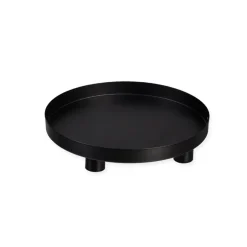 Kerzentablett mit 4 Magnet Kerzenhaltern, schwarz, Ø20cm