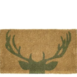Kokos Fußmatte Geweih, Hirschgeweih grün, 75x45cm, Mars & More