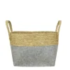 Korb Seegras und Filz, Henkelkorb natur-grau, 31x21cm, DIJK Natural Collections