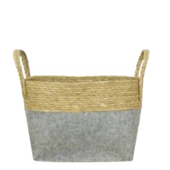 Korb Seegras und Filz, Henkelkorb natur-grau, 31x21cm, DIJK Natural Collections