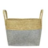 Korb Seegras und Filz, Henkelkorb natur-grau, 34x24cm, DIJK Natural Collections
