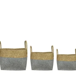 Korb Seegras und Filz, Henkelkorb natur-grau, 34x24cm, DIJK Natural Collections