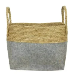 Korb Seegras und Filz, Henkelkorb natur-grau, 41x20cm, DIJK Natural Collections