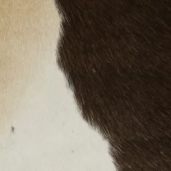 Kuhfell Hocker quadratisch, Fellhocker auf Holzbeine, braun-weiß, 45cm, Mars & More