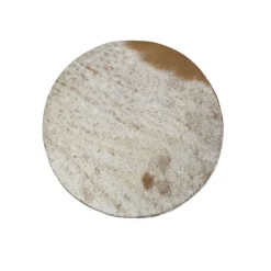 Kuhfell Hocker rund, Fellhocker auf Holzbeine, 45cm, braun-weiß, Mars & More