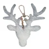 Kuhfell Schlüsselanhänger Hirsch, Hirschkopf grau-weiß, 11x10cm, Mars & More
