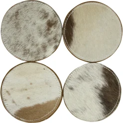 Kuhfell Untersetzer rund braun-weiß, Ø10cm, 4St/Pack, Mars & More