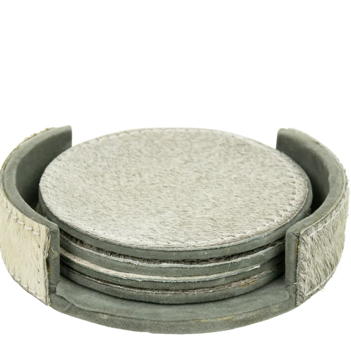 Kuhfell Untersetzer rund grau, Ø10cm, 4St/Pack, Mars & More