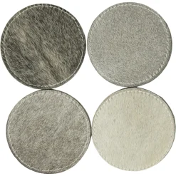 Kuhfell Untersetzer rund grau, Ø10cm, 4St/Pack, Mars & More