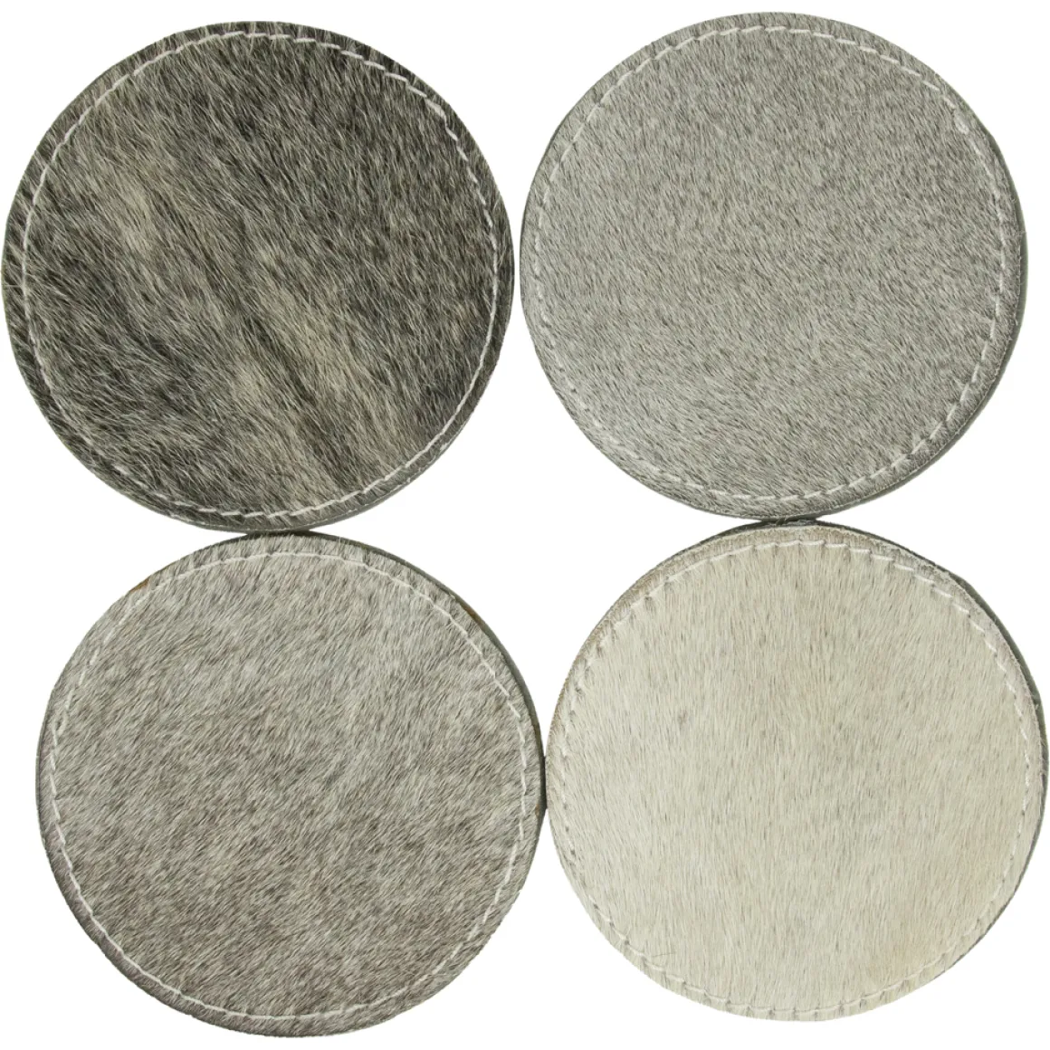 Kuhfell Untersetzer rund grau, Ø10cm, 4St/Pack, Mars & More