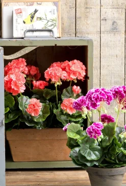 Kunstblume Geranie im Topf, rot, 32cm