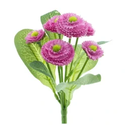Kunstblume Bellis pink, Bellisstrauß mit 6 Blüten, 20cm