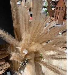 Kunstfpflanze Pampasgras, filigran naturfarben, mit Draht zum Formen, 140cm