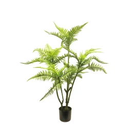 Kunstpflanze Farn, Lederfarn im Topf, 91cm